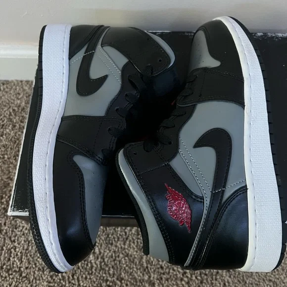 Nike Air Jordan 1 Mid Shadow Red Sneakers- Youth Size 6